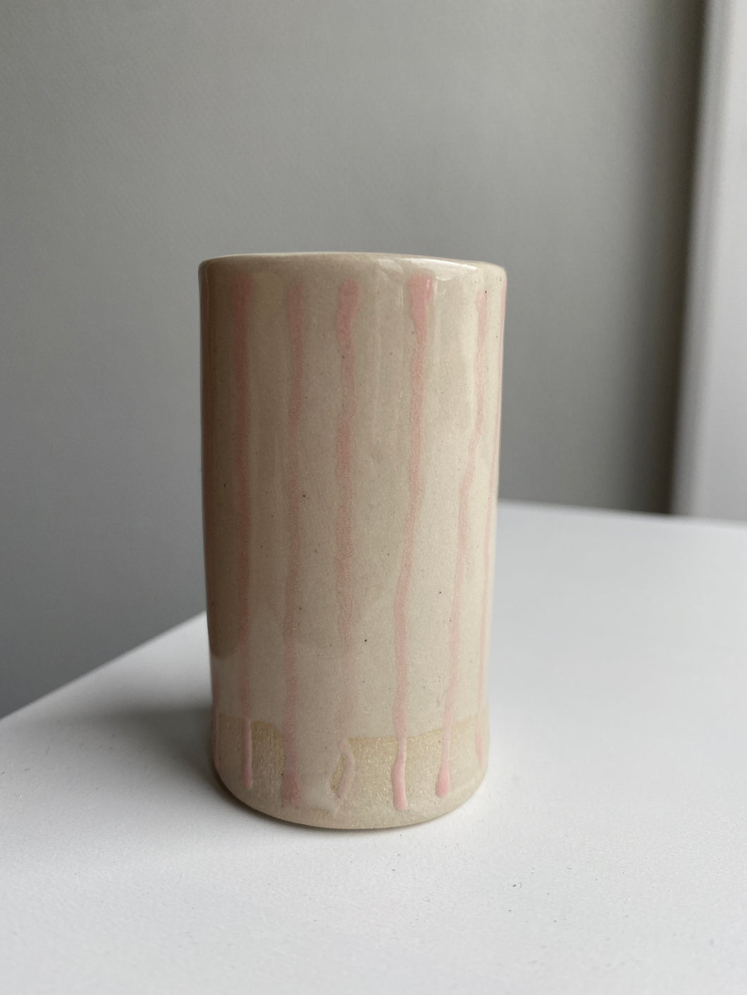 LILLE VASE - håndmalede striber ROSA